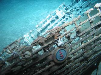 One of ship's boats lying on seabed in decayed state